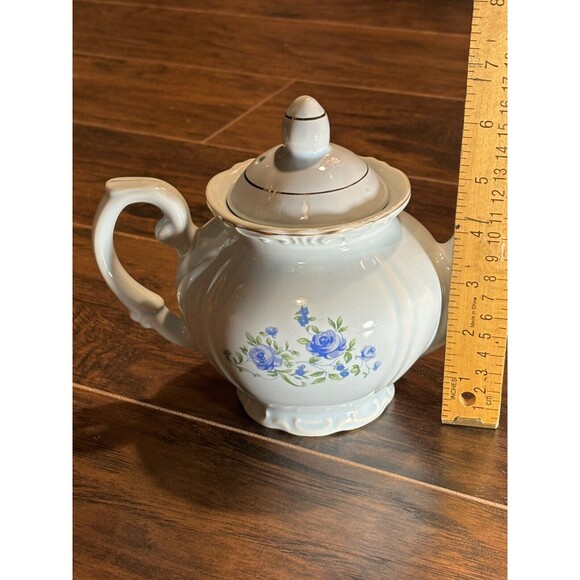 Fred Roberts and Company Made in Japan Teapot Pale Blue with Blue Roses Vintage - Picture 10 of 10